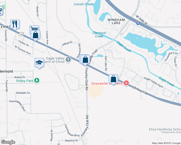 map of restaurants, bars, coffee shops, grocery stores, and more near 8235 Crawfordsville Road in Indianapolis