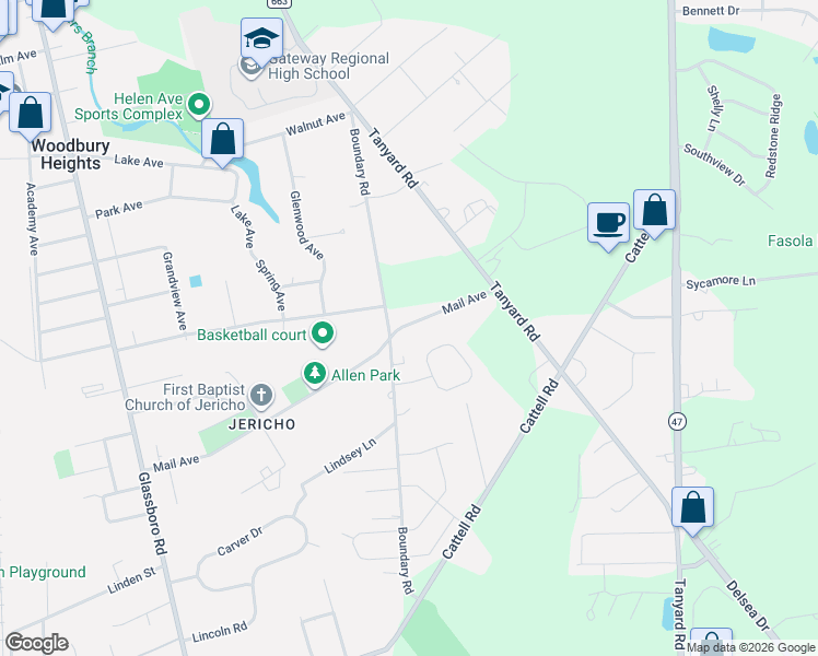 map of restaurants, bars, coffee shops, grocery stores, and more near 840 Mail Avenue in Woodbury