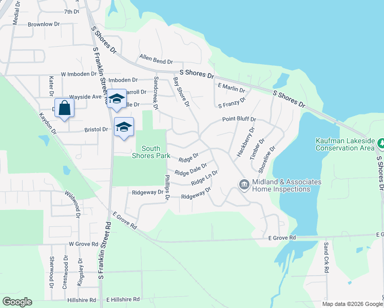 map of restaurants, bars, coffee shops, grocery stores, and more near 22 Ridge Drive in Decatur