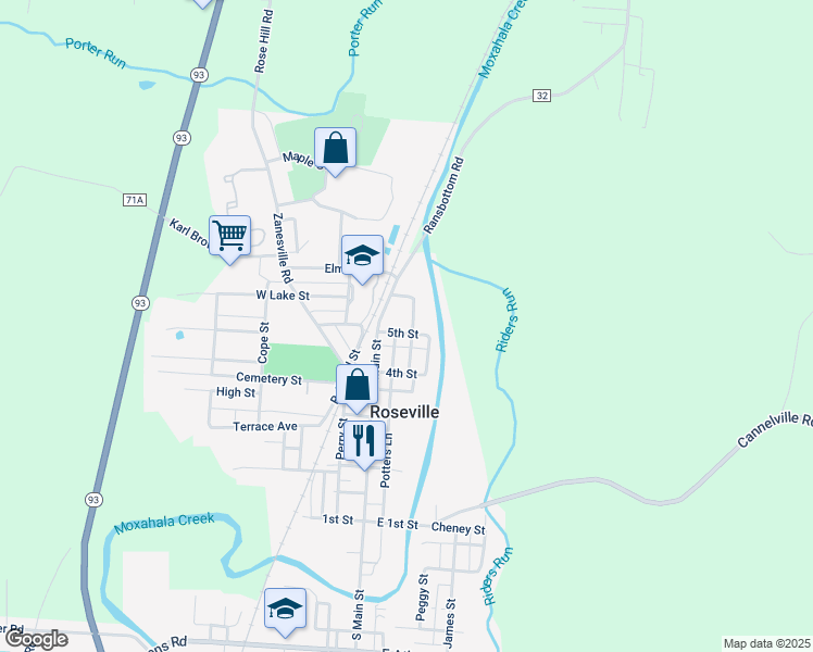 map of restaurants, bars, coffee shops, grocery stores, and more near 291 Washington Street in Roseville
