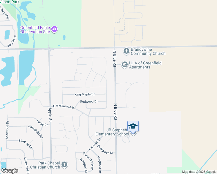 map of restaurants, bars, coffee shops, grocery stores, and more near 1681 Juniper Lane in Greenfield
