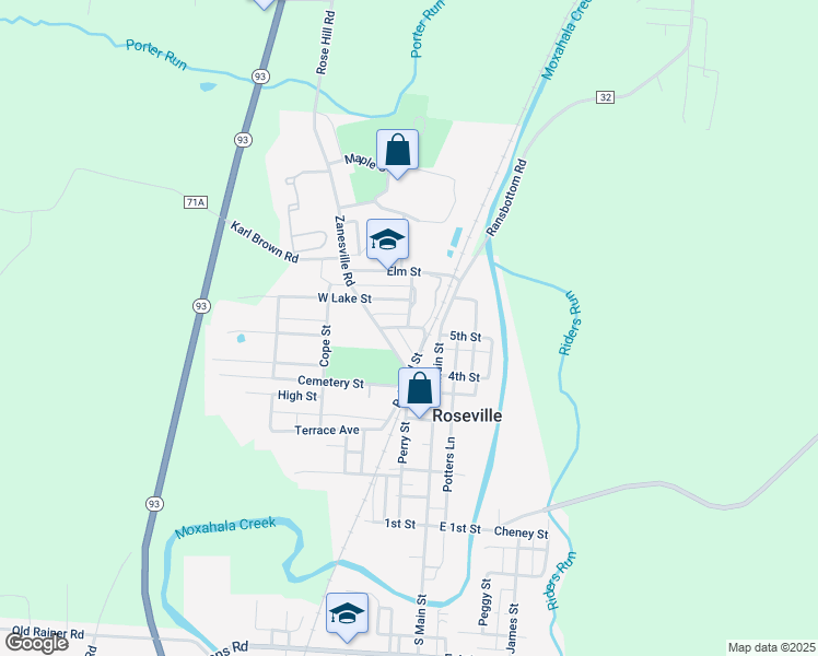 map of restaurants, bars, coffee shops, grocery stores, and more near Stokely Street in Roseville