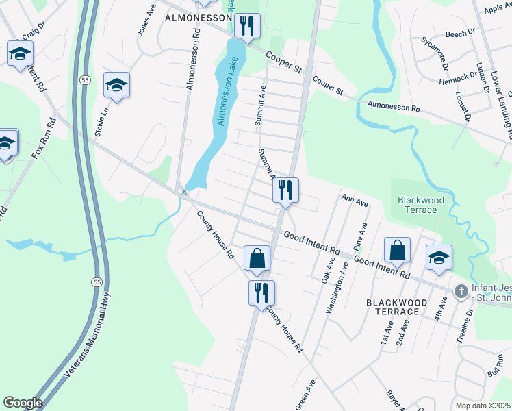 map of restaurants, bars, coffee shops, grocery stores, and more near 1918 Point Pleasant Avenue in Deptford
