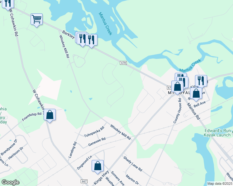map of restaurants, bars, coffee shops, grocery stores, and more near 178 Aleksander Lane in East Greenwich Township