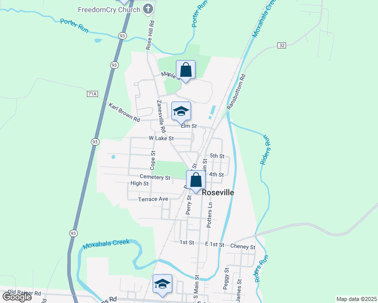map of restaurants, bars, coffee shops, grocery stores, and more near Stokely Street in Roseville