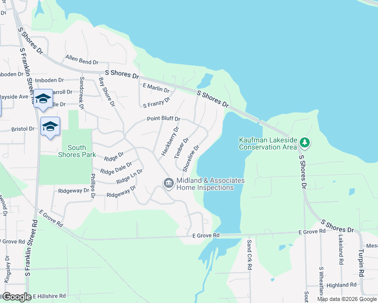 map of restaurants, bars, coffee shops, grocery stores, and more near 455 Shoreline Drive in Decatur