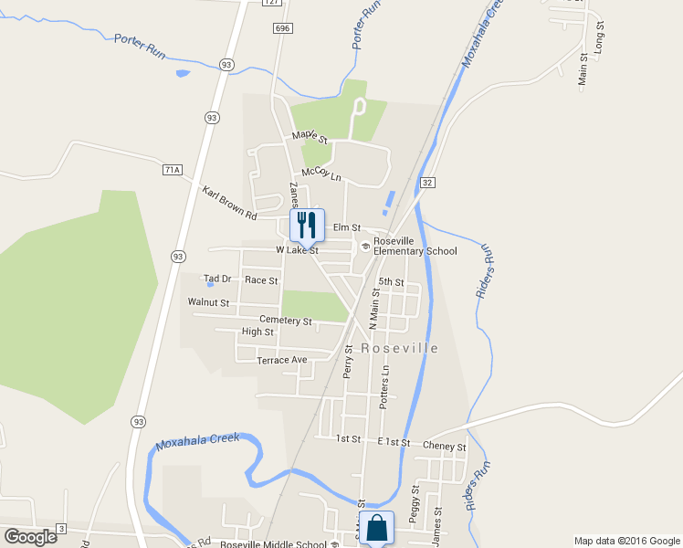 map of restaurants, bars, coffee shops, grocery stores, and more near 66 Stokely Street in Roseville