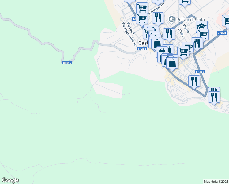 map of restaurants, bars, coffee shops, grocery stores, and more near 34 Via Feliceto in Castrovillari