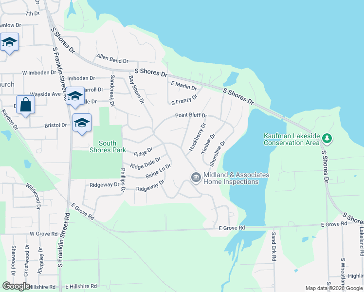 map of restaurants, bars, coffee shops, grocery stores, and more near 420-526 Woodhill Drive in Decatur
