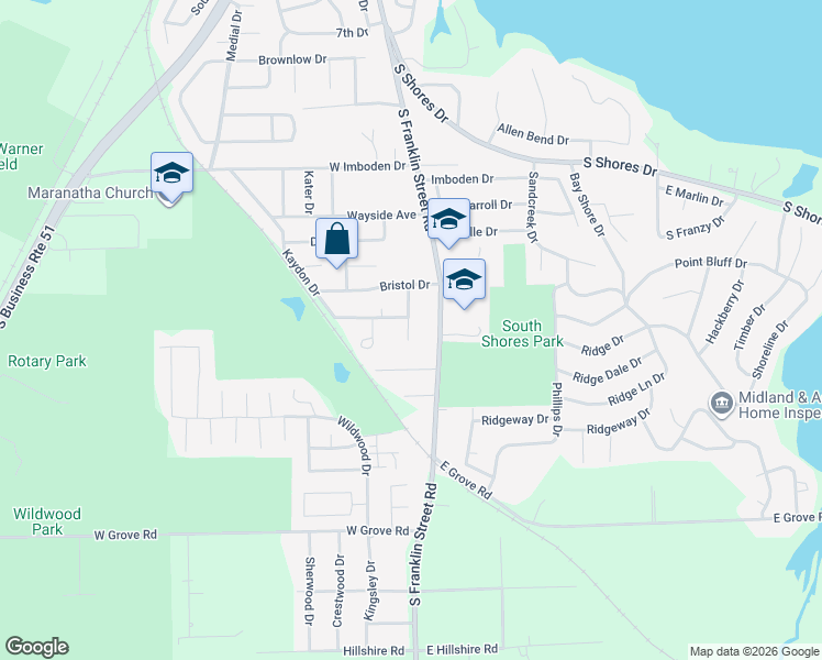 map of restaurants, bars, coffee shops, grocery stores, and more near 2523 South Franklin Street Road in Decatur
