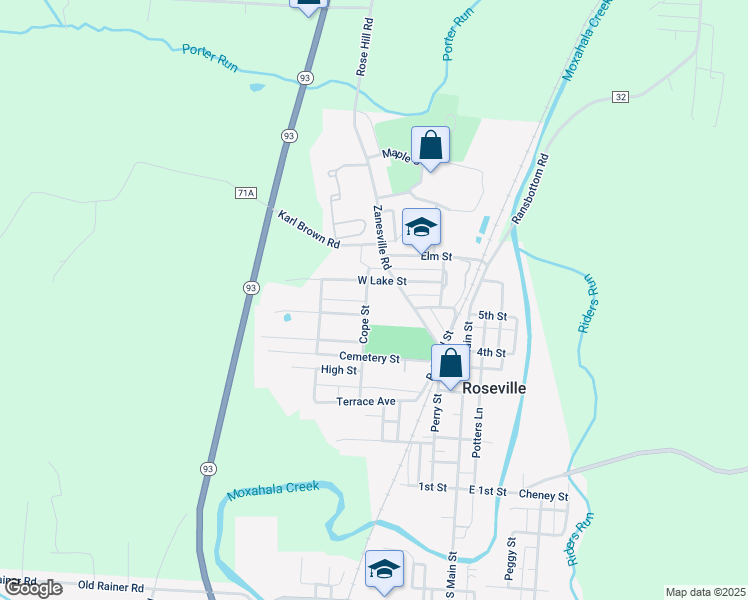 map of restaurants, bars, coffee shops, grocery stores, and more near 174 Race Street in Roseville