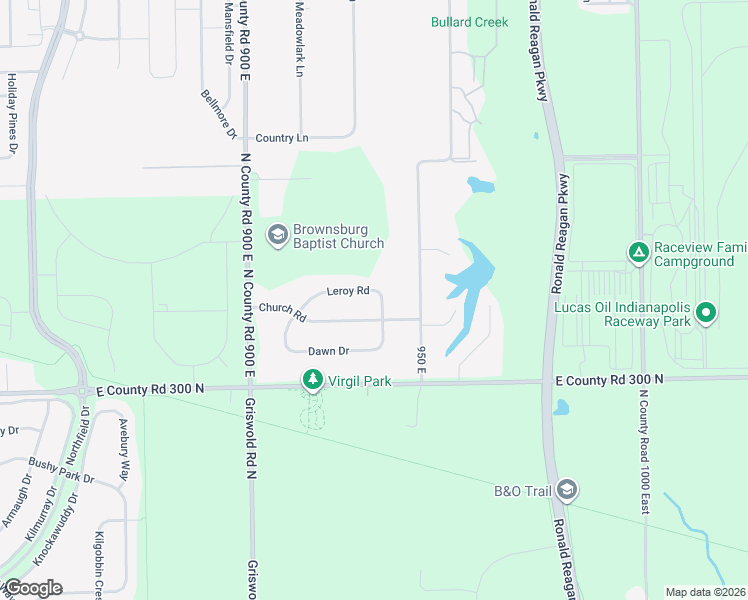 map of restaurants, bars, coffee shops, grocery stores, and more near 9326 Church Road in Brownsburg