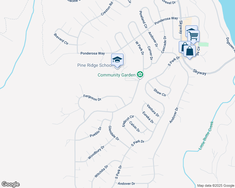 map of restaurants, bars, coffee shops, grocery stores, and more near 13825 Ferguson Drive in Magalia