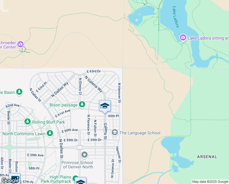map of restaurants, bars, coffee shops, grocery stores, and more near East 64th Avenue in Denver