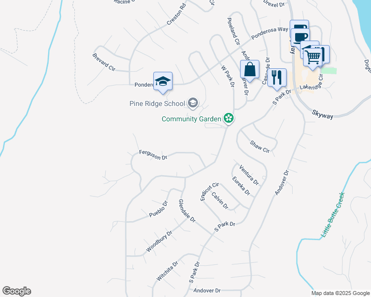 map of restaurants, bars, coffee shops, grocery stores, and more near 13817 Ferguson Drive in Magalia