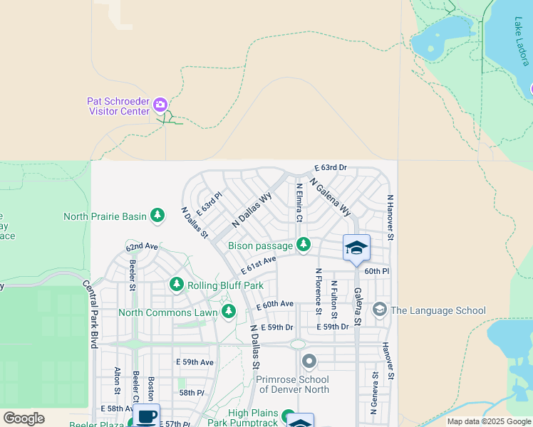 map of restaurants, bars, coffee shops, grocery stores, and more near East 64th Avenue in Denver