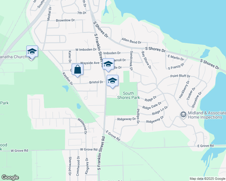 map of restaurants, bars, coffee shops, grocery stores, and more near 2500 South Franklin Street Road in Decatur