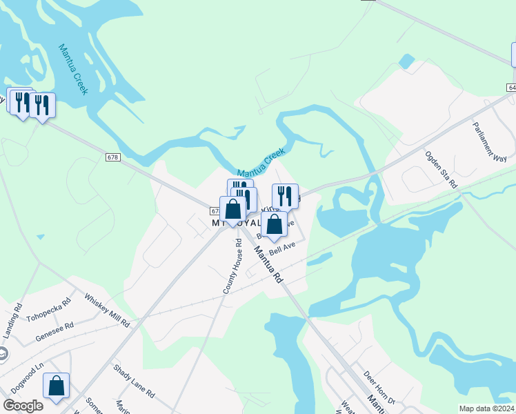 map of restaurants, bars, coffee shops, grocery stores, and more near 129 Kings Highway in Mount Royal