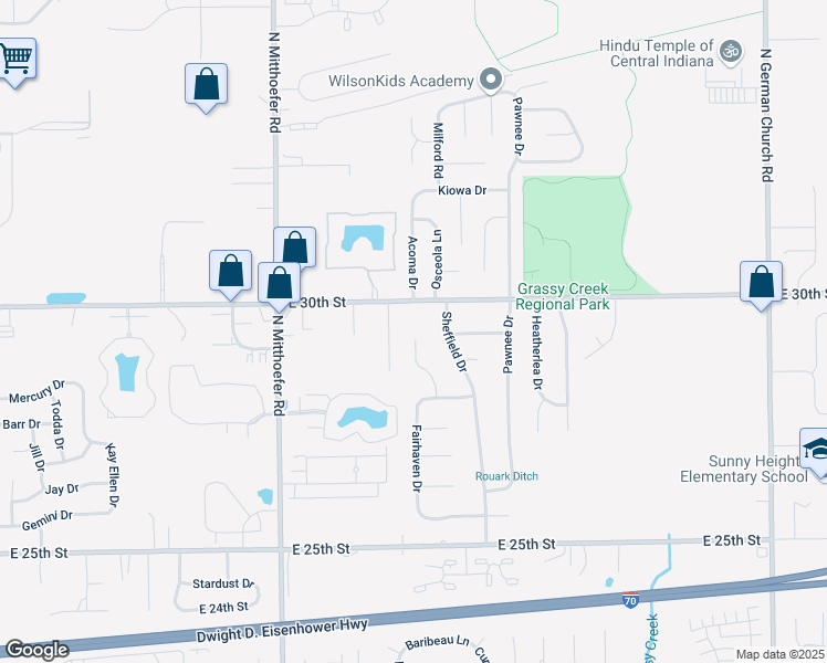 map of restaurants, bars, coffee shops, grocery stores, and more near 276 East 30th Street in Indianapolis