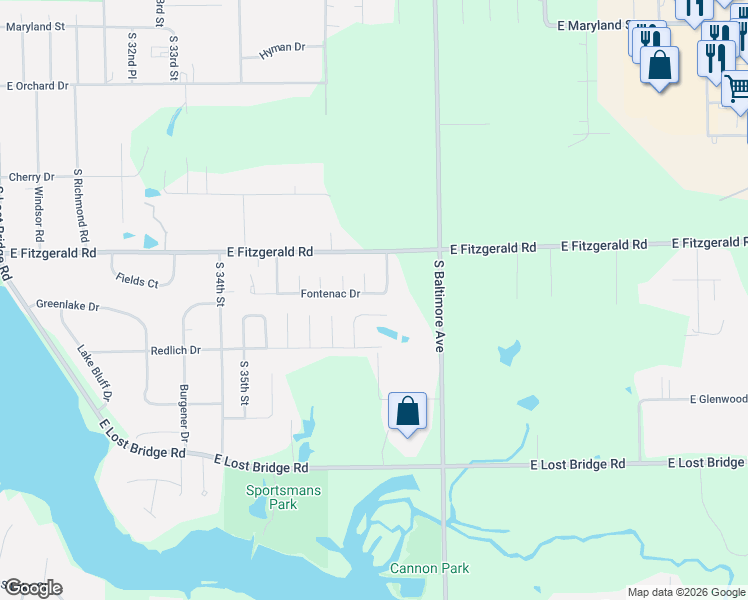 map of restaurants, bars, coffee shops, grocery stores, and more near 2485 South Fontaine Drive in Decatur