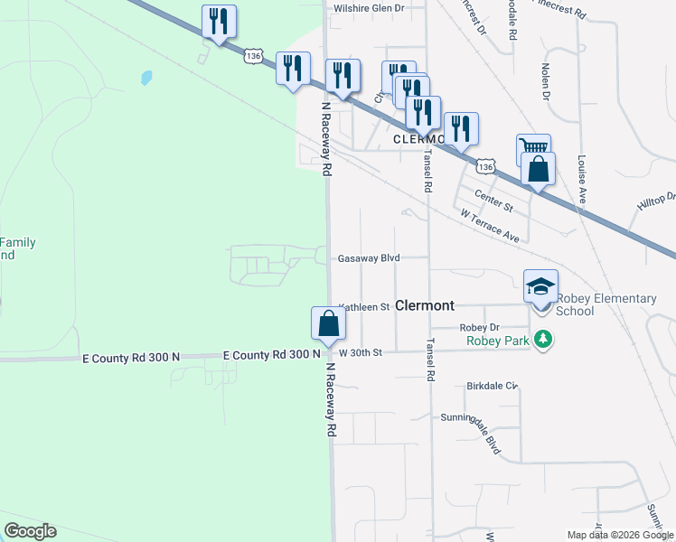 map of restaurants, bars, coffee shops, grocery stores, and more near 9232 Gasaway Boulevard in Indianapolis