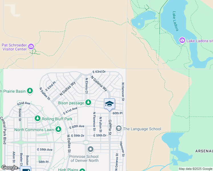 map of restaurants, bars, coffee shops, grocery stores, and more near 6295 North Fulton Court in Denver