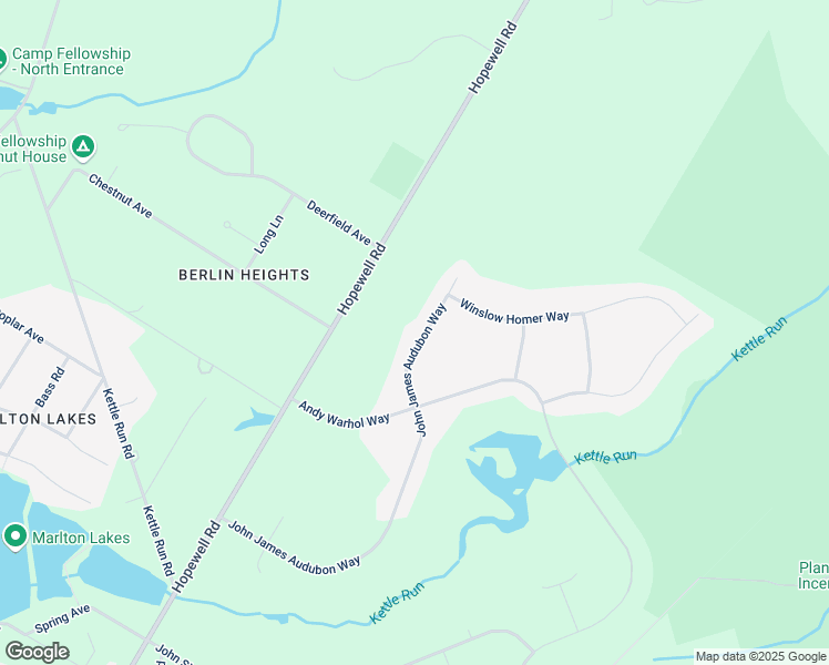 map of restaurants, bars, coffee shops, grocery stores, and more near 111 John James Audubon Way in Evesham