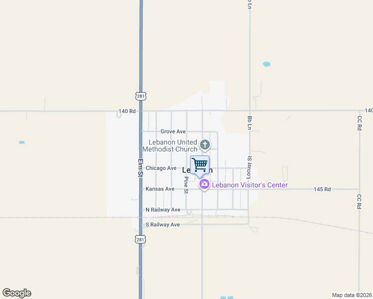 map of restaurants, bars, coffee shops, grocery stores, and more near Oak Avenue in Lebanon