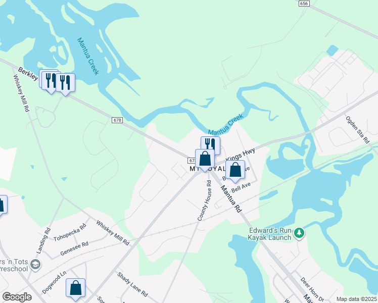 map of restaurants, bars, coffee shops, grocery stores, and more near 12 Berkley Road in Mount Royal