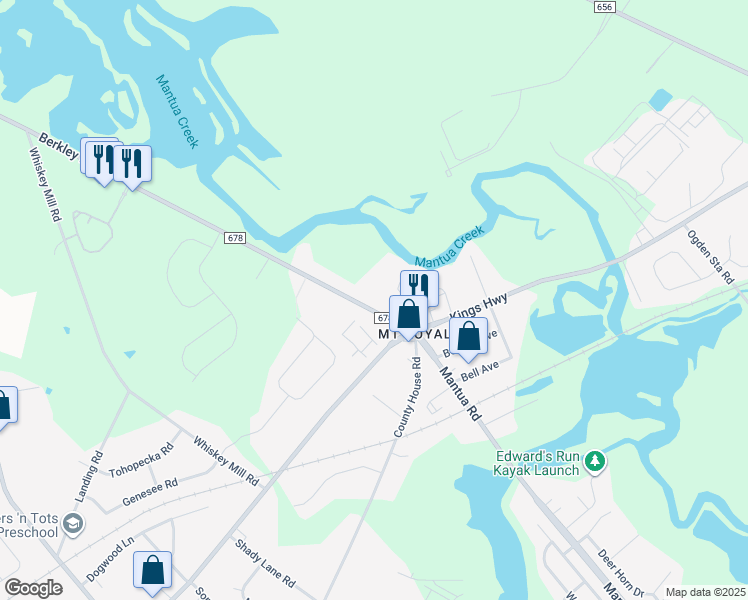 map of restaurants, bars, coffee shops, grocery stores, and more near 12 Berkley Road in Mount Royal