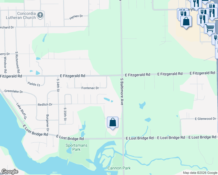 map of restaurants, bars, coffee shops, grocery stores, and more near 2485 South Fontaine Drive in Decatur