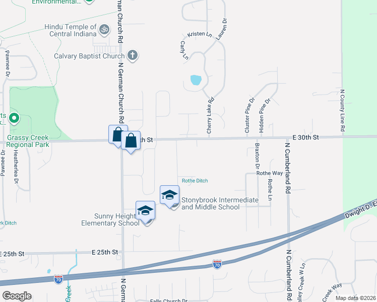 map of restaurants, bars, coffee shops, grocery stores, and more near 11245 30th Street in Indianapolis