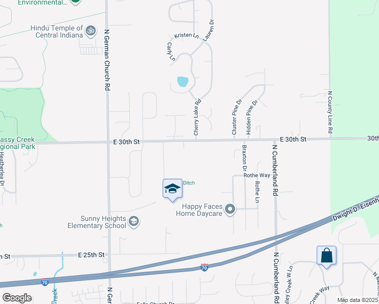 map of restaurants, bars, coffee shops, grocery stores, and more near 11321 30th Street in Indianapolis