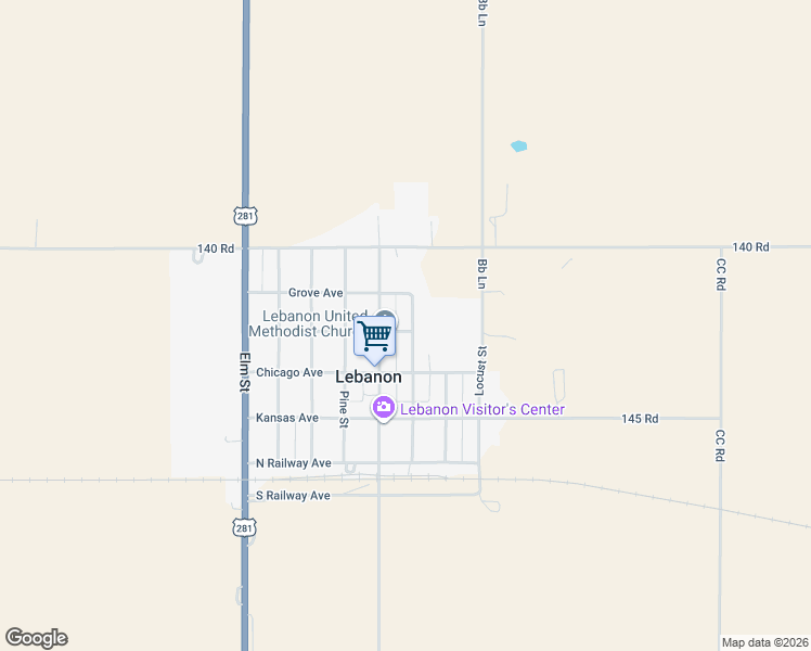 map of restaurants, bars, coffee shops, grocery stores, and more near Oak Avenue in Lebanon