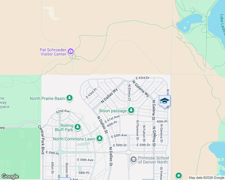 map of restaurants, bars, coffee shops, grocery stores, and more near East 64th Avenue in Denver