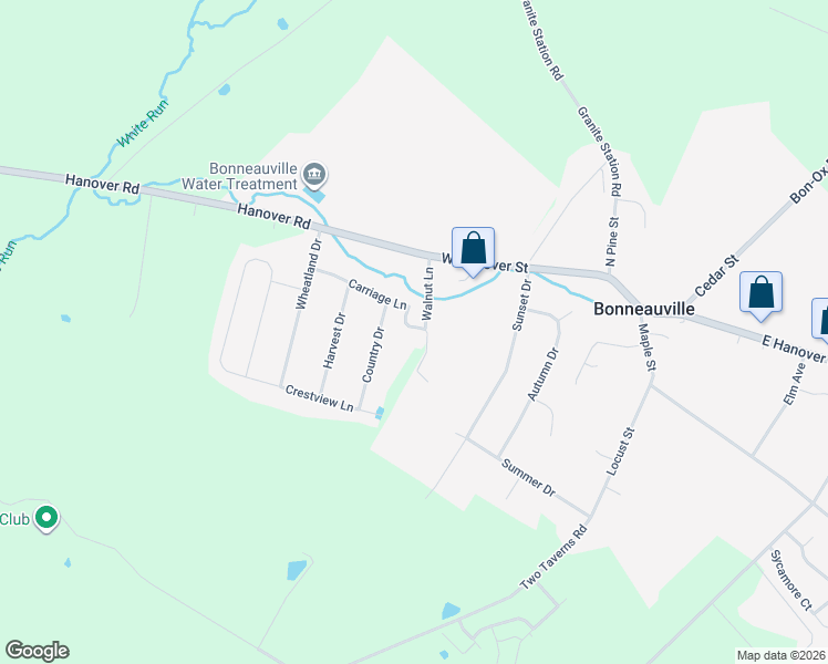 map of restaurants, bars, coffee shops, grocery stores, and more near 265 Walnut Lane in Gettysburg