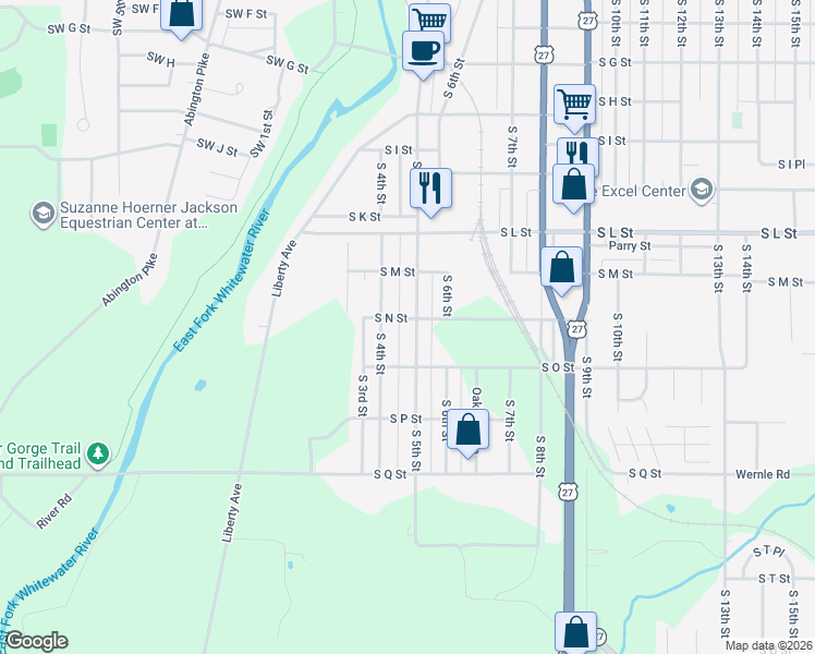 map of restaurants, bars, coffee shops, grocery stores, and more near 1400 South 5th Street in Richmond