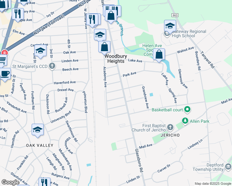 map of restaurants, bars, coffee shops, grocery stores, and more near 616 Fairview Avenue in Woodbury Heights