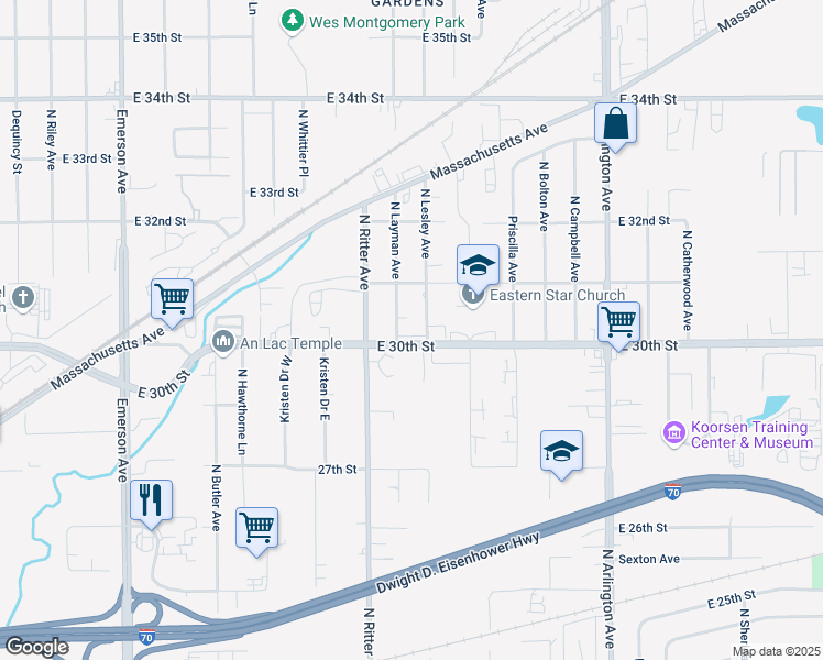 map of restaurants, bars, coffee shops, grocery stores, and more near 3018 North Layman Avenue in Indianapolis