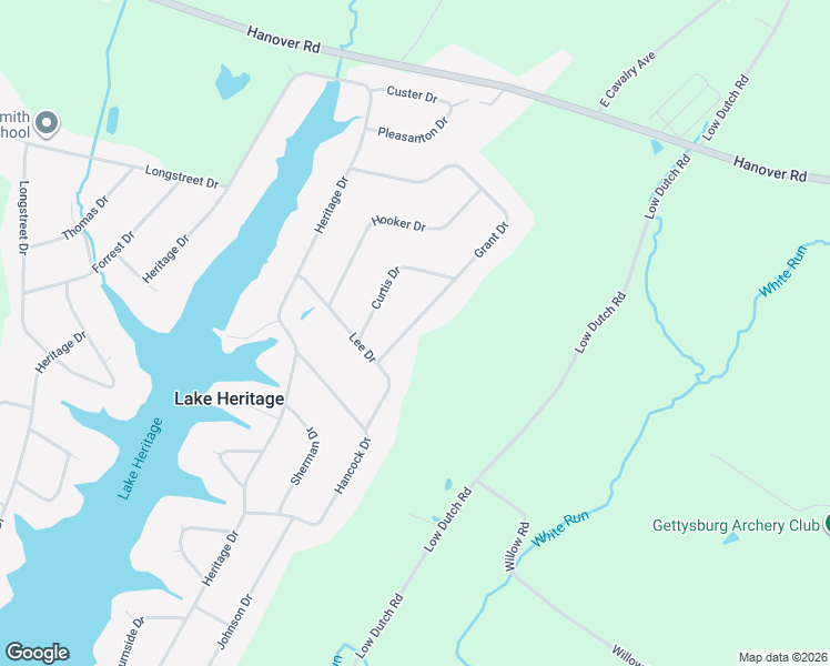 map of restaurants, bars, coffee shops, grocery stores, and more near 691 Grant Drive in Gettysburg
