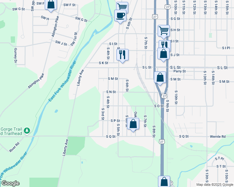 map of restaurants, bars, coffee shops, grocery stores, and more near 1400 South 5th Street in Richmond