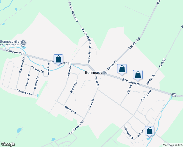 map of restaurants, bars, coffee shops, grocery stores, and more near 5 West Hanover Street in Gettysburg