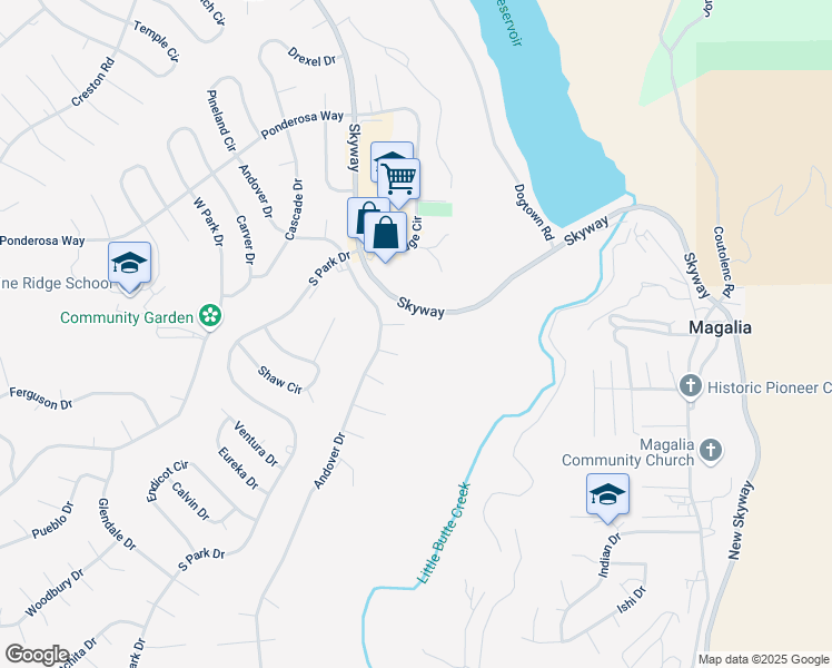 map of restaurants, bars, coffee shops, grocery stores, and more near 6570 Lamar Court in Magalia