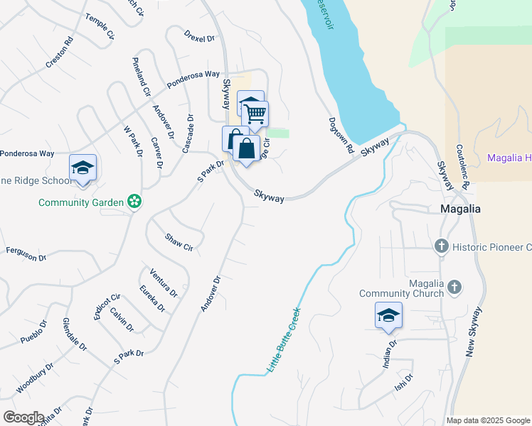 map of restaurants, bars, coffee shops, grocery stores, and more near 6569 Huron Court in Magalia