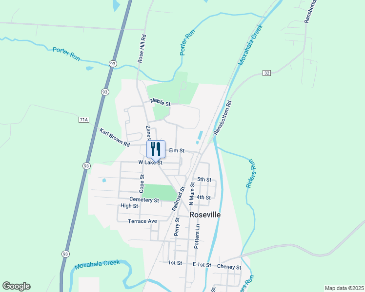 map of restaurants, bars, coffee shops, grocery stores, and more near 160 North Perry Street in Roseville