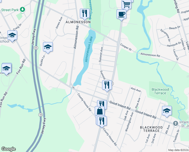 map of restaurants, bars, coffee shops, grocery stores, and more near 1867 Manhassett Avenue in Deptford