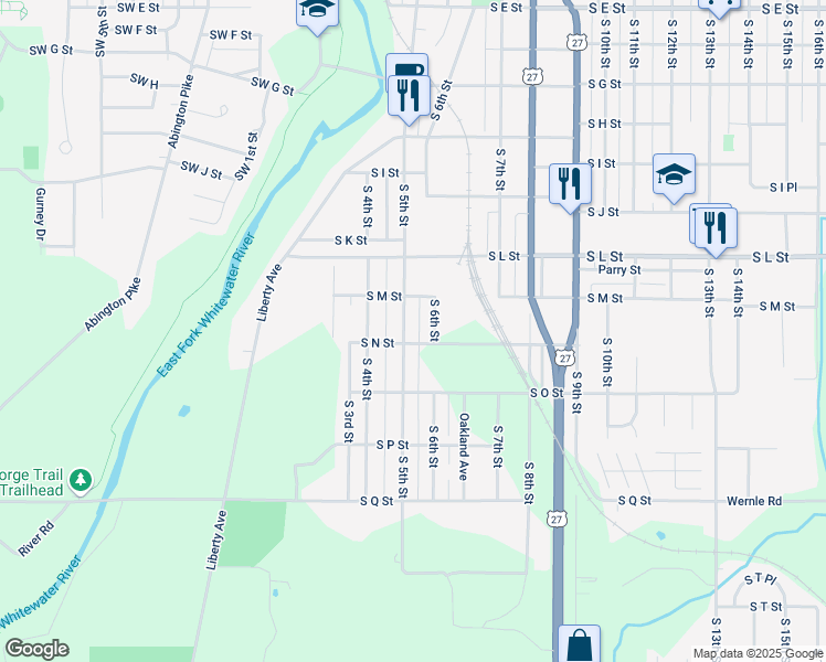 map of restaurants, bars, coffee shops, grocery stores, and more near 1400 South 5th Street in Richmond