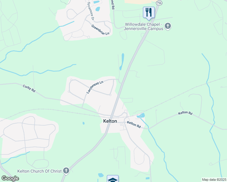 map of restaurants, bars, coffee shops, grocery stores, and more near 315 Winchester Lane in West Grove