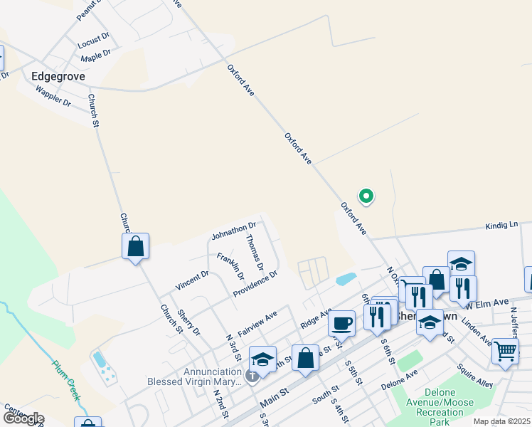 map of restaurants, bars, coffee shops, grocery stores, and more near 510 Providence Drive in McSherrystown