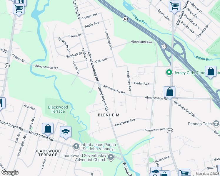 map of restaurants, bars, coffee shops, grocery stores, and more near 717 North Venetia Avenue in Gloucester Township